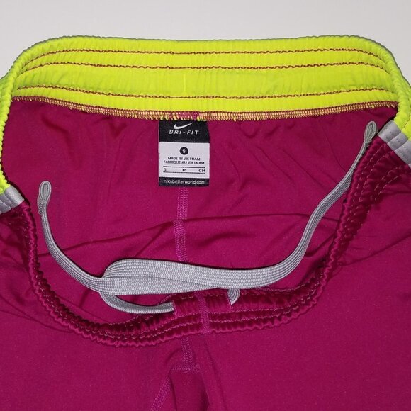 Nike Dri Fit Purple Neon Yellow Running Shorts Small - Picture 3 of 7